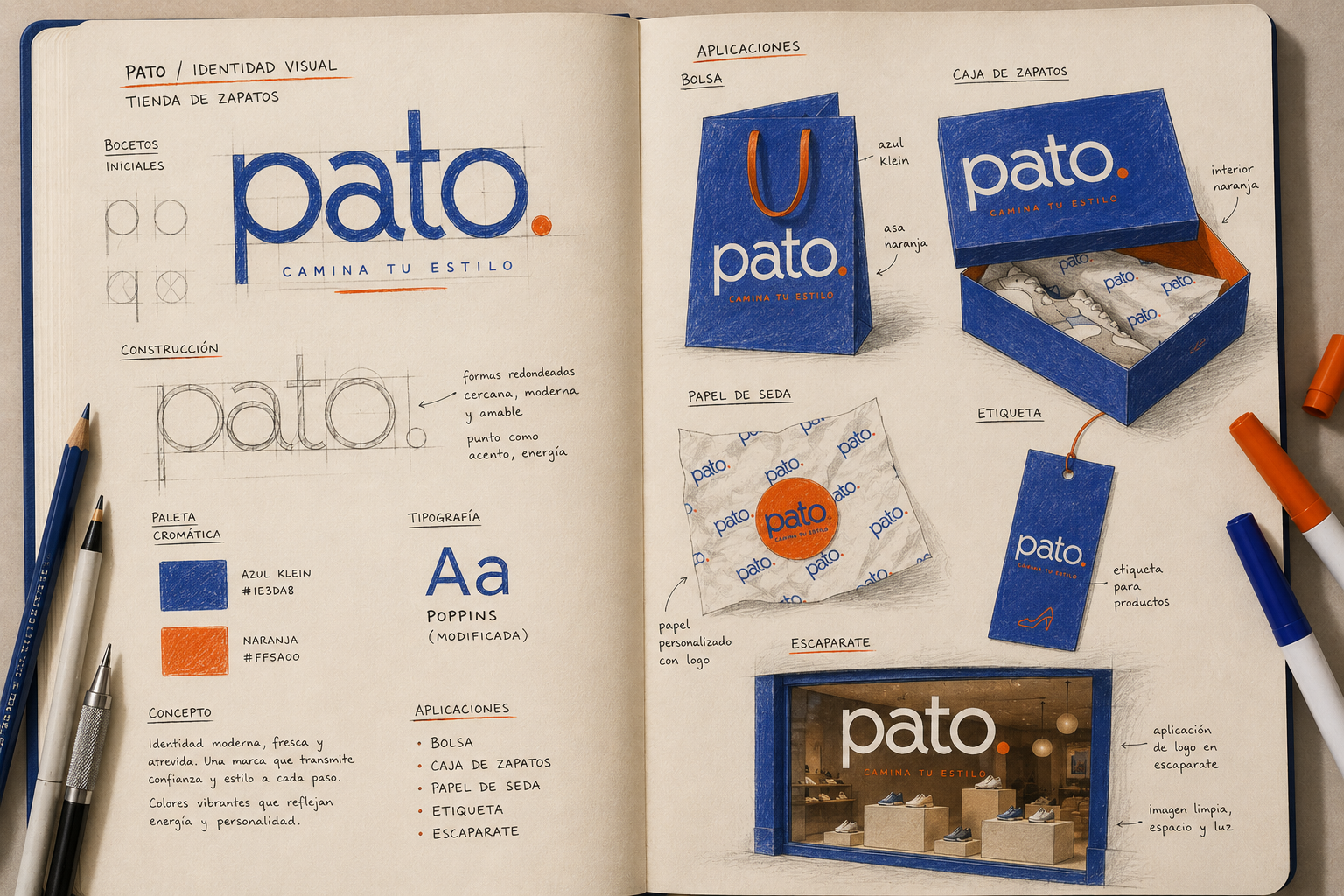 Papelería de marca para Pato, tienda de zapatos